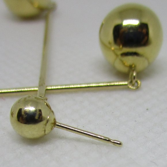 vintage solid 14kt yellow gold ball earrings - Picture 3 of 3